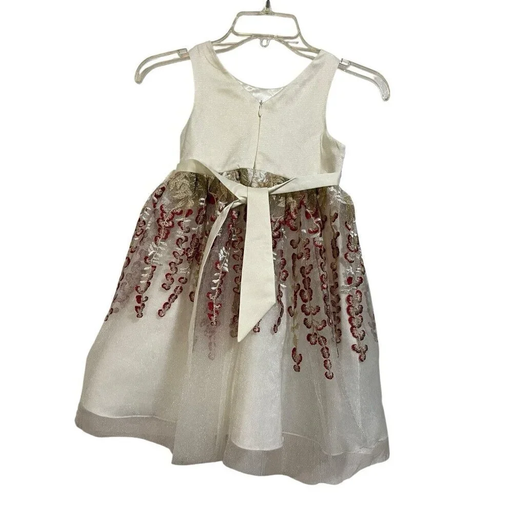 American Princess Little Girls Dress Size 5 Fancy Burgundy & Gold Holiday Event